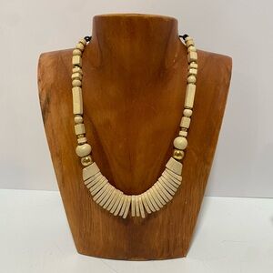 Necklace Graduated Strand Bead Natural Neutral Boho